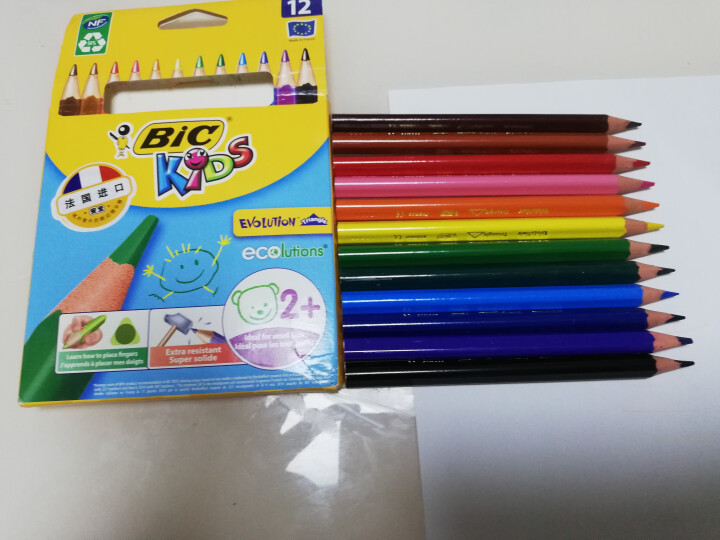 BIC Kids 比克儿童Evolution环保无木粗杆彩色铅笔（12色）进口文具儿童绘画彩色多色铅笔怎么样，好用吗，口碑，心得，评价，试用报告,第3张