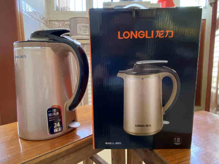 龙力（LONGLI）保温电水壶1.8L 双层防烫304不锈钢 家用功能电热水壶 LL,第2张