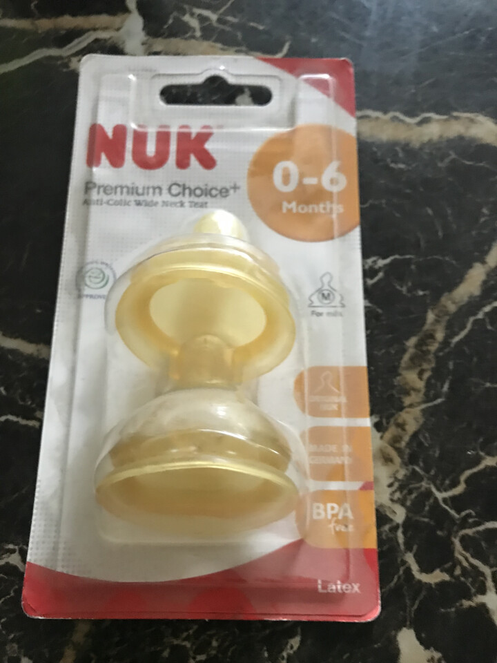 NUK 奶嘴 宽口径仿母乳乳胶防胀气奶嘴 新生儿仿真乳头2支装 初生型,第3张