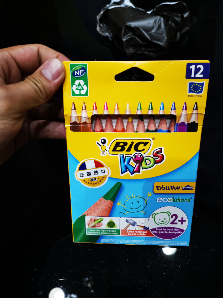 BIC Kids 比克儿童Evolution环保无木粗杆彩色铅笔（12色）进口文具儿童绘画彩色多色铅笔怎么样，好用吗，口碑，心得，评价，试用报告,第2张