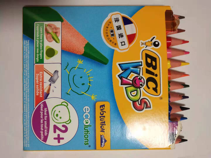 BIC Kids 比克儿童Evolution环保无木粗杆彩色铅笔（12色）进口文具儿童绘画彩色多色铅笔怎么样，好用吗，口碑，心得，评价，试用报告,第2张