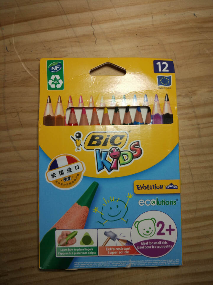 BIC Kids 比克儿童Evolution环保无木粗杆彩色铅笔（12色）进口文具儿童绘画彩色多色铅笔怎么样，好用吗，口碑，心得，评价，试用报告,第2张