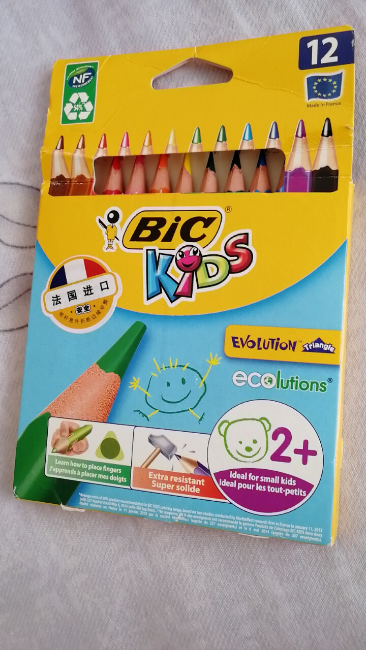 BIC Kids 比克儿童Evolution环保无木粗杆彩色铅笔（12色）进口文具儿童绘画彩色多色铅笔怎么样，好用吗，口碑，心得，评价，试用报告,第2张