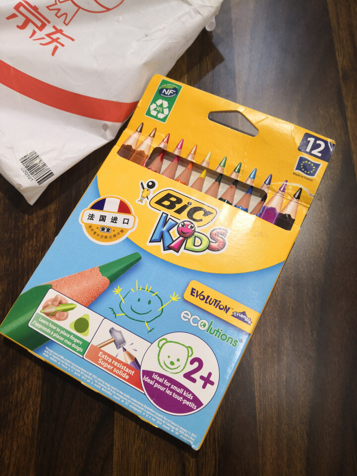 BIC Kids 比克儿童Evolution环保无木粗杆彩色铅笔（12色）进口文具儿童绘画彩色多色铅笔怎么样，好用吗，口碑，心得，评价，试用报告,第2张