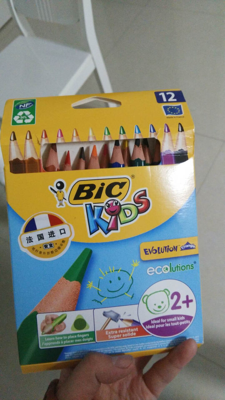 BIC Kids 比克儿童Evolution环保无木粗杆彩色铅笔（12色）进口文具儿童绘画彩色多色铅笔怎么样，好用吗，口碑，心得，评价，试用报告,第3张