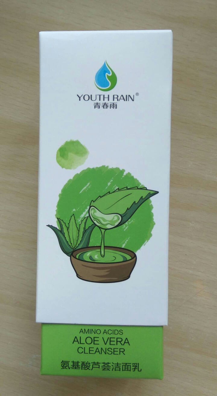 青春雨（YOUTH RAIN）氨基酸芦荟洁面乳100ml 洗面奶男女通用 保湿补水 控油祛痘深层清洁 1支装怎么样，好用吗，口碑，心得，评价，试用报告,第2张