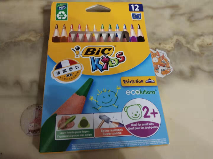 BIC Kids 比克儿童Evolution环保无木粗杆彩色铅笔（12色）进口文具儿童绘画彩色多色铅笔怎么样，好用吗，口碑，心得，评价，试用报告,第2张