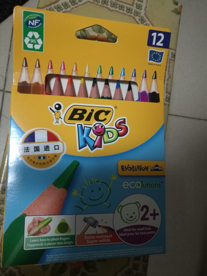 BIC Kids 比克儿童Evolution环保无木粗杆彩色铅笔（12色）进口文具儿童绘画彩色多色铅笔怎么样，好用吗，口碑，心得，评价，试用报告,第2张