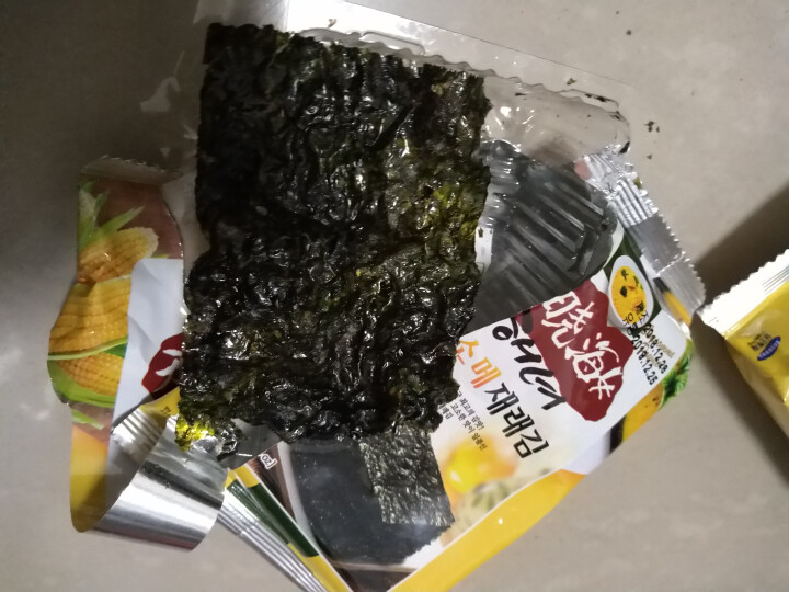 韩国进口 天晓海女海苔 火鸡味海苔脆片儿童即食休闲零食12g 玉米款4g*3包(黄色)怎么样，好用吗，口碑，心得，评价，试用报告,第4张