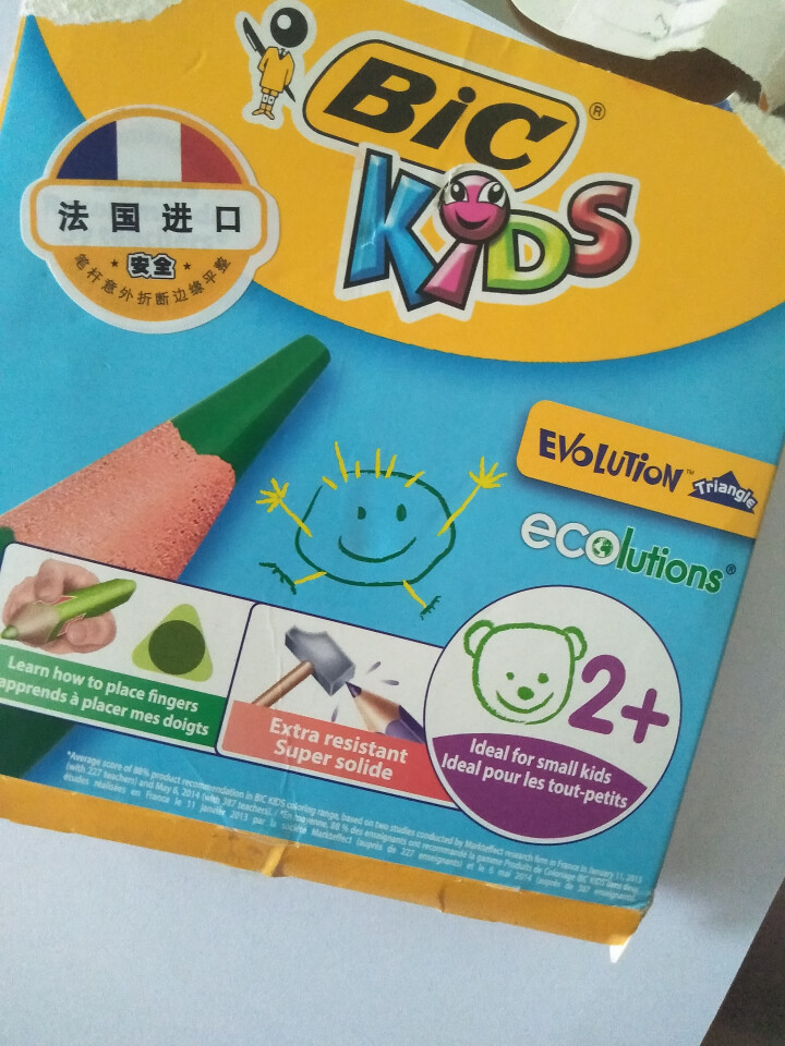 BIC Kids 比克儿童Evolution环保无木粗杆彩色铅笔（12色）进口文具儿童绘画彩色多色铅笔怎么样，好用吗，口碑，心得，评价，试用报告,第3张