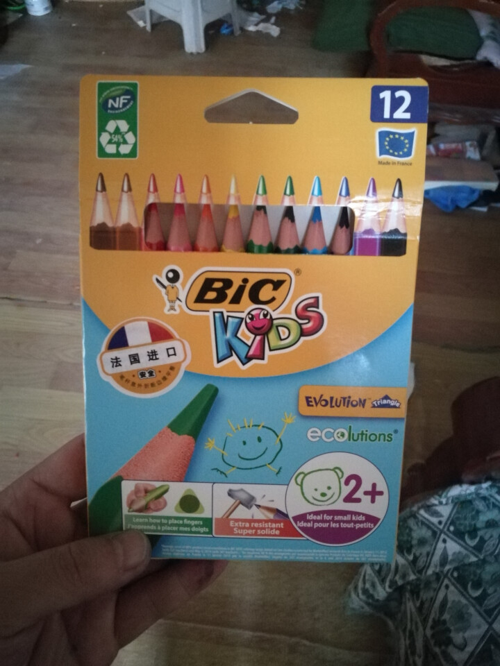 BIC Kids 比克儿童Evolution环保无木粗杆彩色铅笔（12色）进口文具儿童绘画彩色多色铅笔怎么样，好用吗，口碑，心得，评价，试用报告,第2张