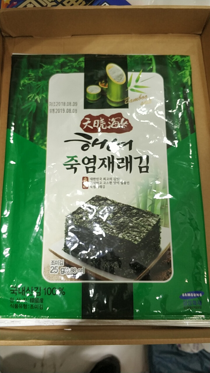 韩国进口 天晓海女海苔 儿童辅食拌饭海苔脆片休闲零食大片装25g 竹盐味怎么样，好用吗，口碑，心得，评价，试用报告,第4张