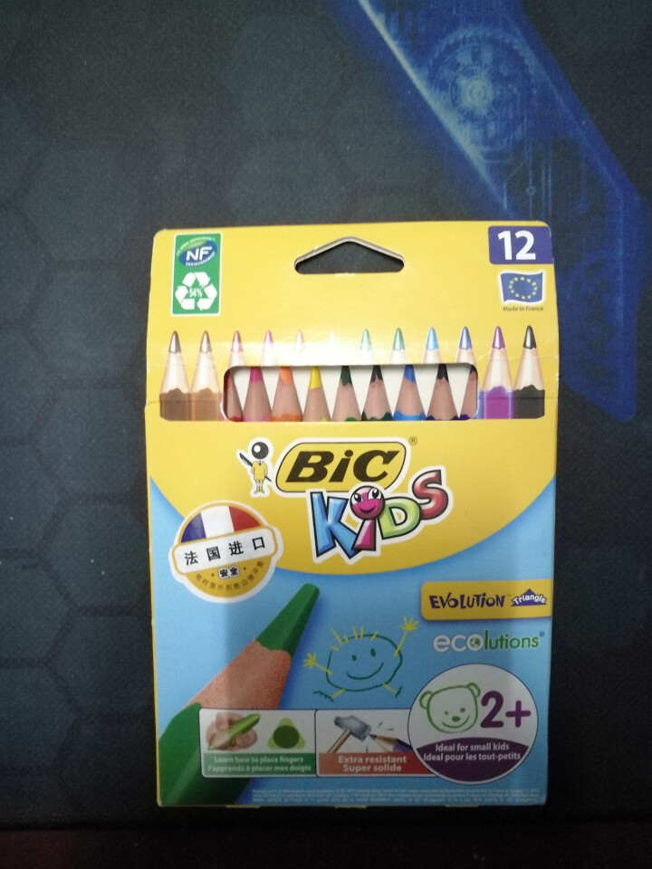 BIC Kids 比克儿童Evolution环保无木粗杆彩色铅笔（12色）进口文具儿童绘画彩色多色铅笔怎么样，好用吗，口碑，心得，评价，试用报告,第2张