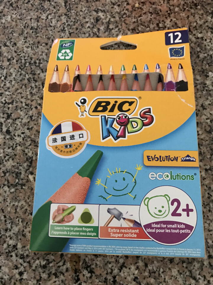 BIC Kids 比克儿童Evolution环保无木粗杆彩色铅笔（12色）进口文具儿童绘画彩色多色铅笔怎么样，好用吗，口碑，心得，评价，试用报告,第2张