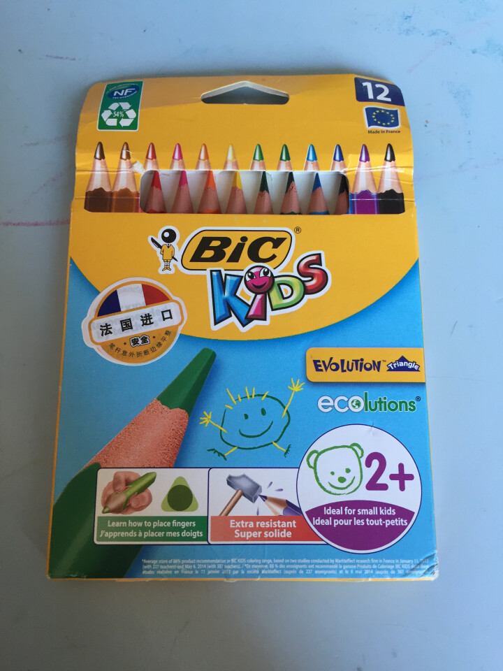 BIC Kids 比克儿童Evolution环保无木粗杆彩色铅笔（12色）进口文具儿童绘画彩色多色铅笔怎么样，好用吗，口碑，心得，评价，试用报告,第2张