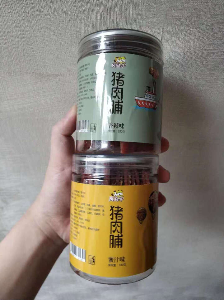 风马牛 肉干肉脯休闲零食猪肉脯靖江特产2018新款 360g/2罐 蜜汁香辣原味3种口味 1罐蜜汁 1罐香辣怎么样，好用吗，口碑，心得，评价，试用报告,第2张