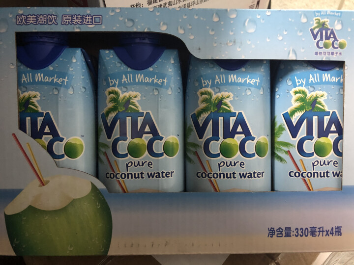 唯他可可（Vita Coco）天然椰子水进口NFC果汁饮料330ml*4瓶怎么样，好用吗，口碑，心得，评价，试用报告,第2张