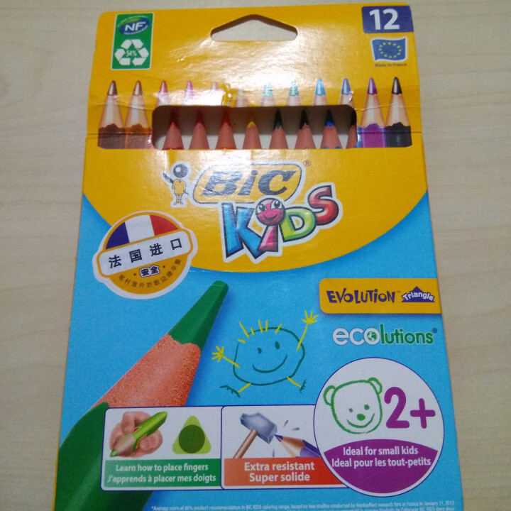 BIC Kids 比克儿童Evolution环保无木粗杆彩色铅笔（12色）进口文具儿童绘画彩色多色铅笔怎么样，好用吗，口碑，心得，评价，试用报告,第2张