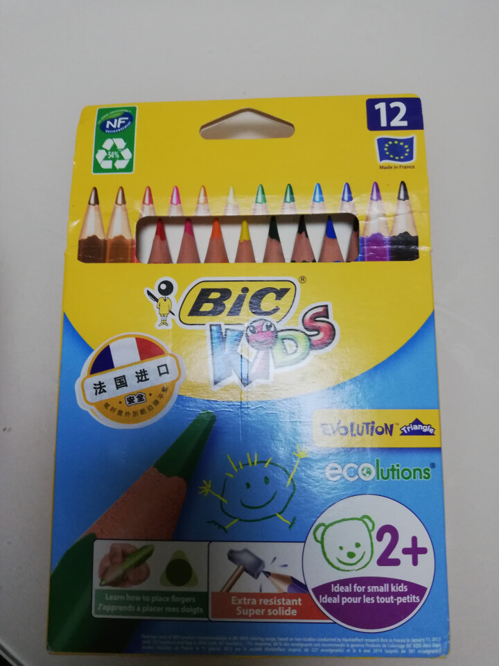 BIC Kids 比克儿童Evolution环保无木粗杆彩色铅笔（12色）进口文具儿童绘画彩色多色铅笔怎么样，好用吗，口碑，心得，评价，试用报告,第2张