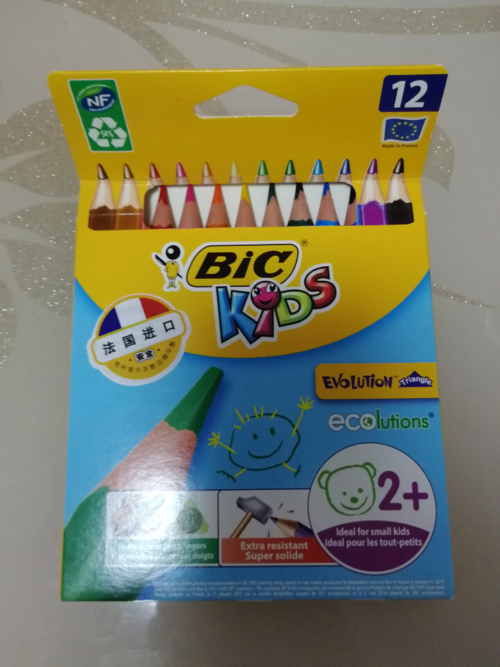 BIC Kids 比克儿童Evolution环保无木粗杆彩色铅笔（12色）进口文具儿童绘画彩色多色铅笔怎么样，好用吗，口碑，心得，评价，试用报告,第2张