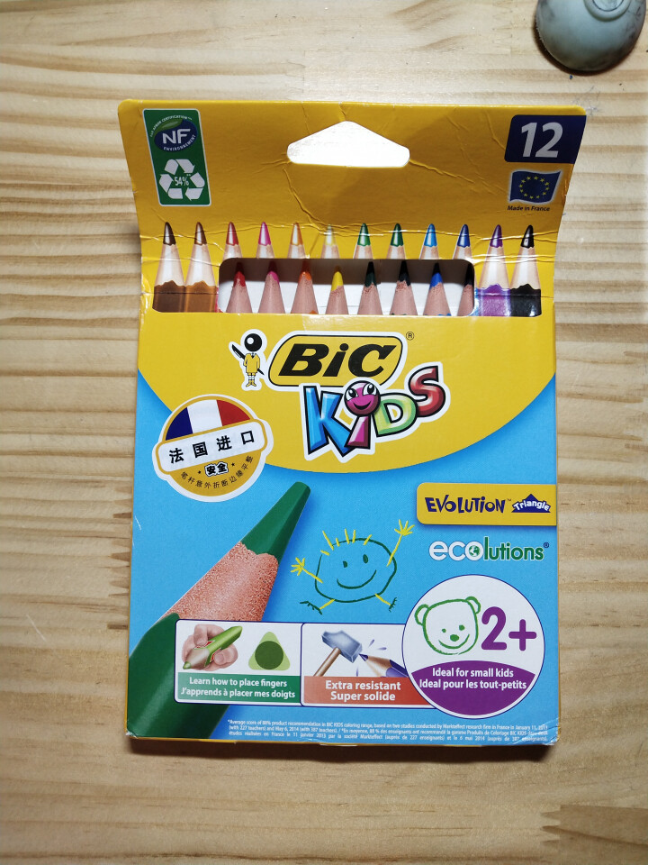 BIC Kids 比克儿童Evolution环保无木粗杆彩色铅笔（12色）进口文具儿童绘画彩色多色铅笔怎么样，好用吗，口碑，心得，评价，试用报告,第2张