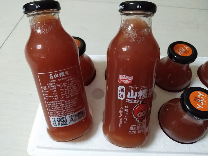 亿佳果园 山楂汁果汁饮料益生菌发酵整箱包邮量贩装300ml*8玻璃瓶怎么样，好用吗，口碑，心得，评价，试用报告,第4张