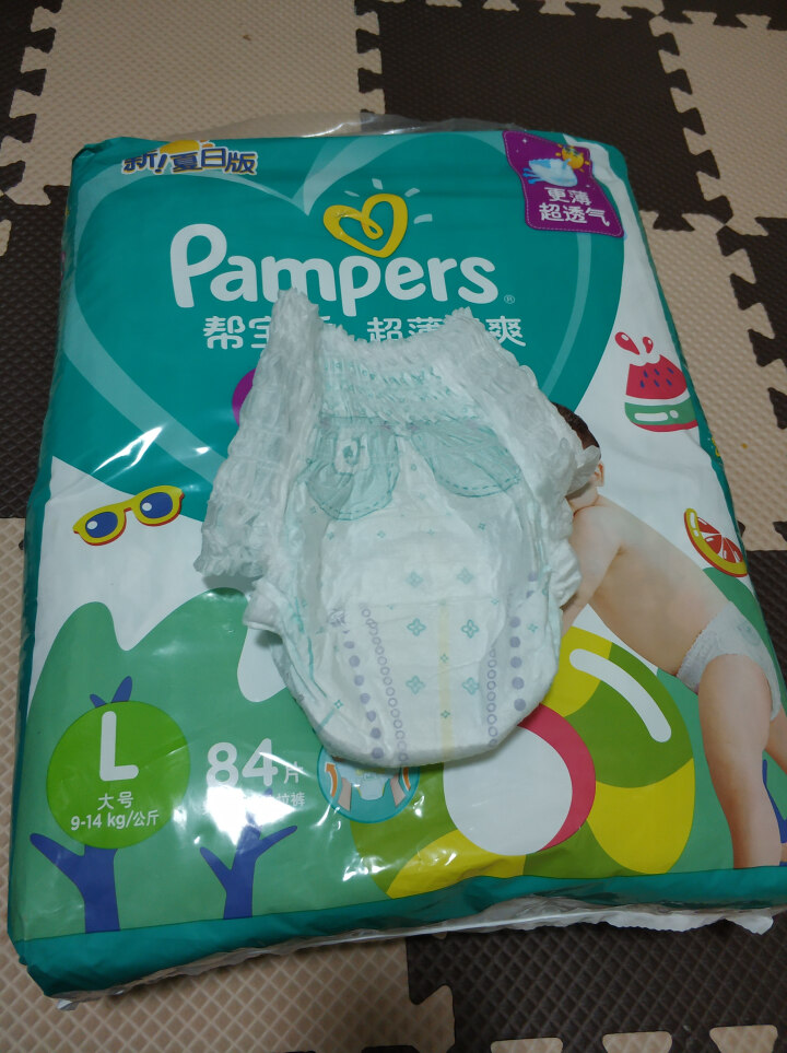 帮宝适（Pampers）超薄干爽绿帮夏日拉拉裤 大号 L84片【9,第3张