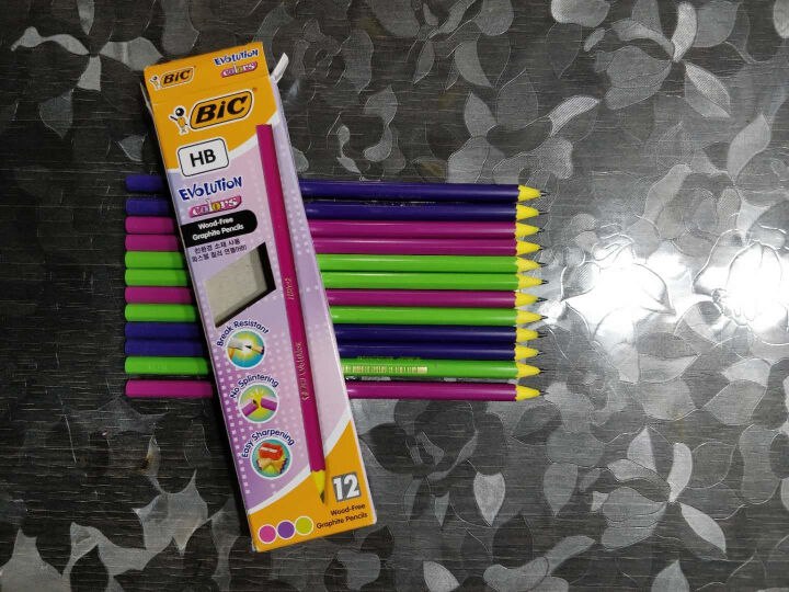 比克BIC Evolution 无木HB铅笔（多色混合盒装）巴西进口法国文具 彩色HB铅笔 环保铅笔 女孩铅笔怎么样，好用吗，口碑，心得，评价，试用报告,第2张