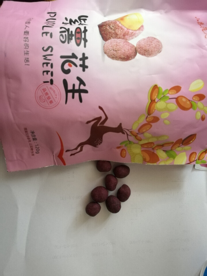 【小鹿范儿】坚果炒货 120G紫薯花生 干果 休闲零食 紫薯味花生小吃 下酒菜 120G袋紫薯花生怎么样，好用吗，口碑，心得，评价，试用报告,第4张