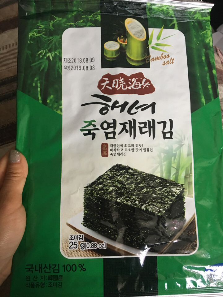 韩国进口 天晓海女海苔紫菜 儿童即食海苔脆片休闲零食大片装25g 竹盐味怎么样，好用吗，口碑，心得，评价，试用报告,第2张