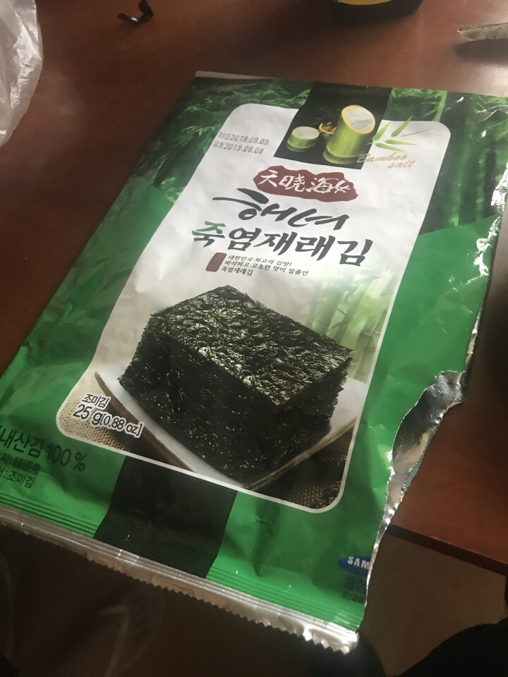 韩国进口 天晓海女海苔紫菜 儿童即食海苔脆片休闲零食大片装25g 竹盐味怎么样，好用吗，口碑，心得，评价，试用报告,第2张