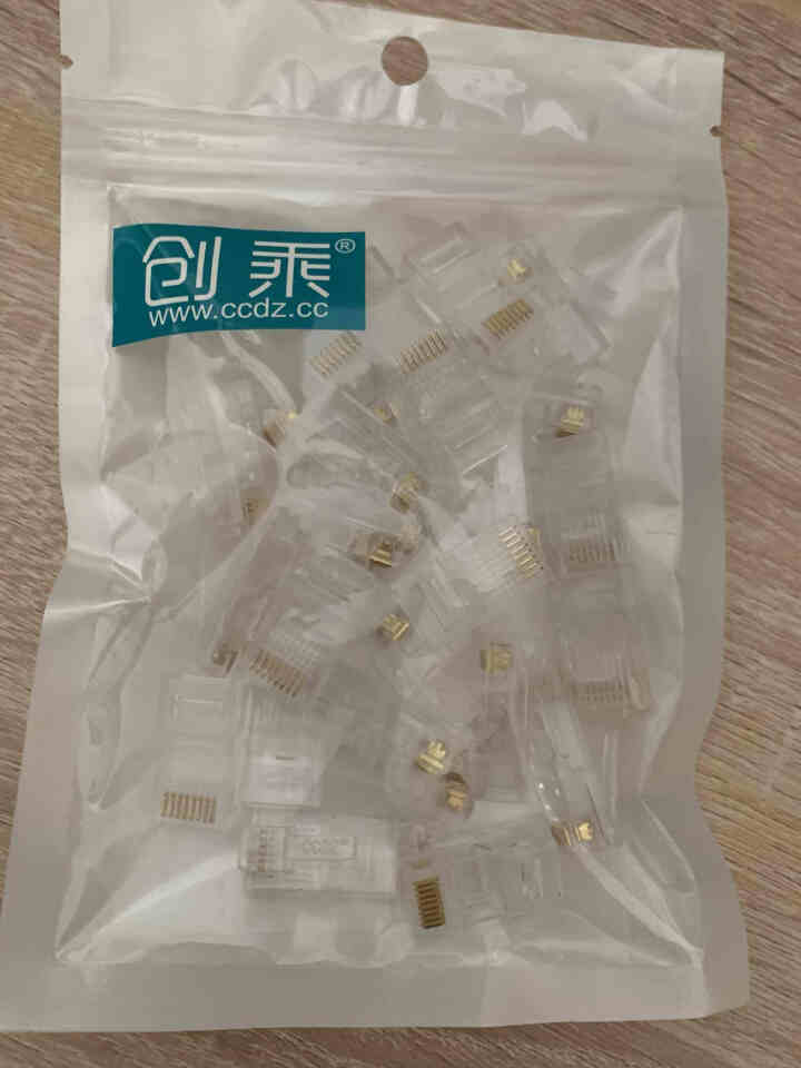 创乘 超五类RJ45网络水晶头 8P8C电脑网线接头 Cat5E水晶头 屏蔽非屏蔽水晶头 纯铜镀金头 非屏蔽 纯铜芯片 30只/包 CR001,第2张