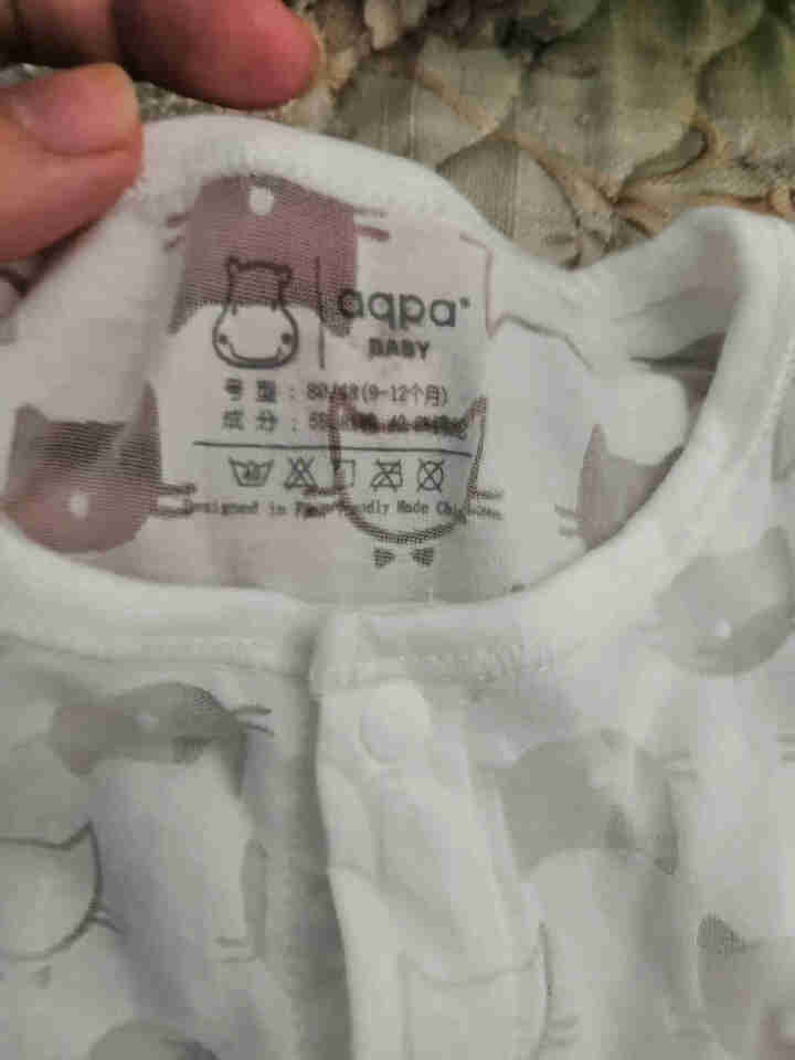 aqpa婴儿短袖连体衣夏季薄款新生幼儿衣服哈衣夏装男女宝宝爬服夏 白色猫咪 80cm怎么样，好用吗，口碑，心得，评价，试用报告,第2张