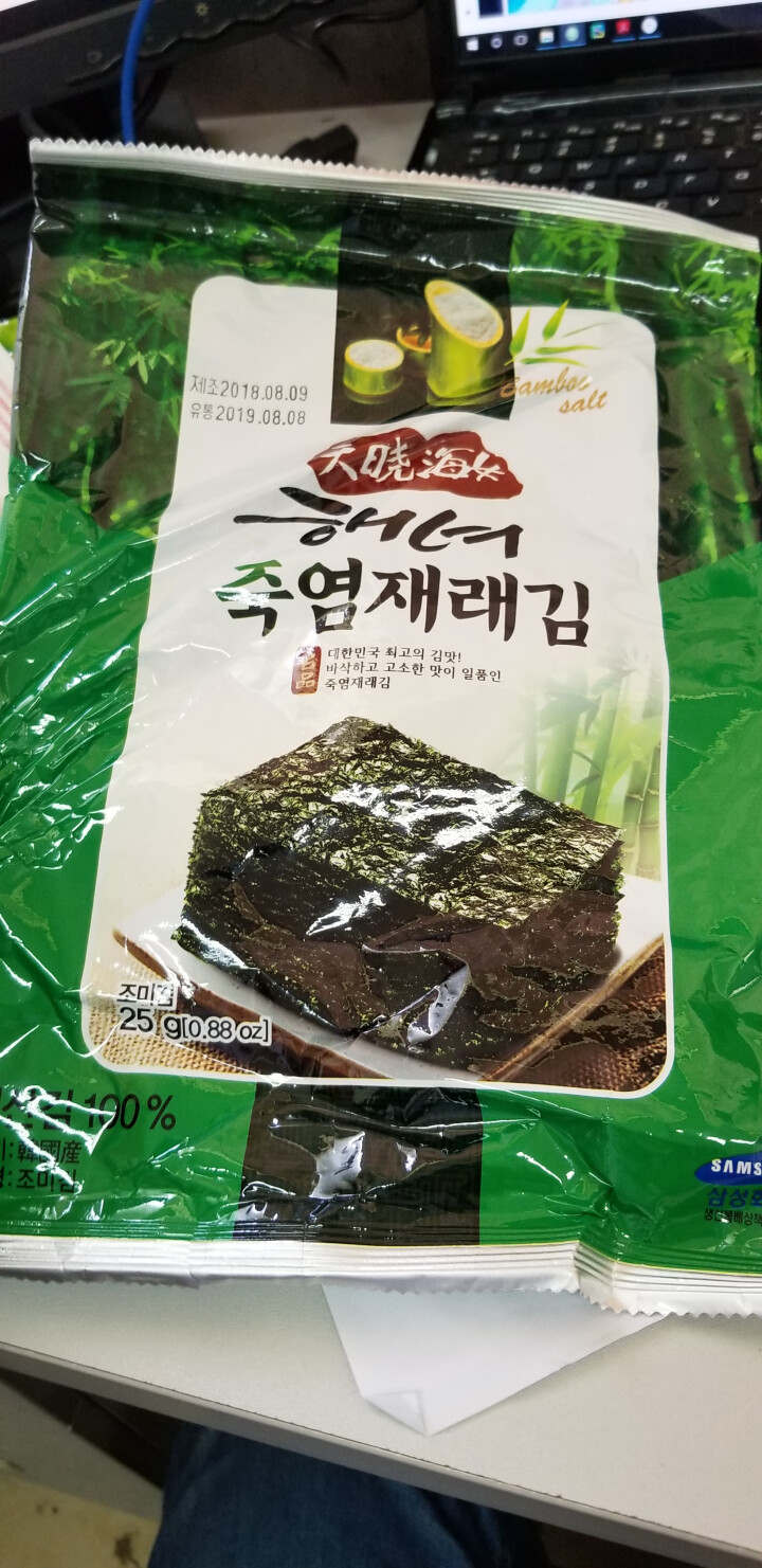 韩国进口 天晓海女海苔紫菜 儿童即食海苔脆片休闲零食大片装25g 竹盐味怎么样，好用吗，口碑，心得，评价，试用报告,第3张