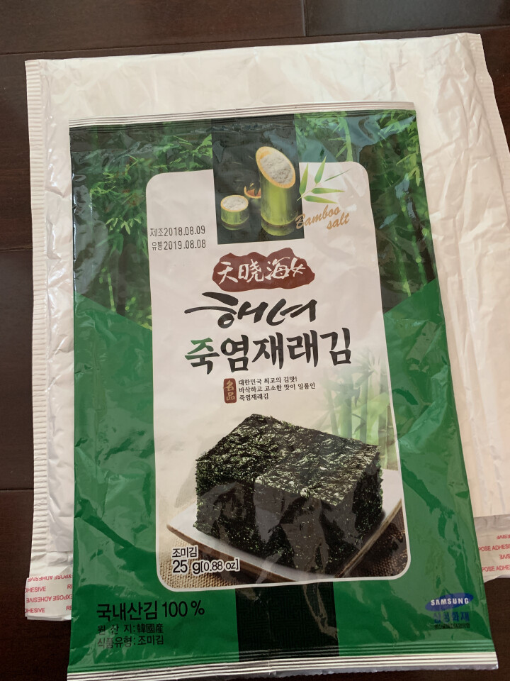 韩国进口 天晓海女海苔紫菜 儿童即食海苔脆片休闲零食大片装25g 竹盐味怎么样，好用吗，口碑，心得，评价，试用报告,第2张