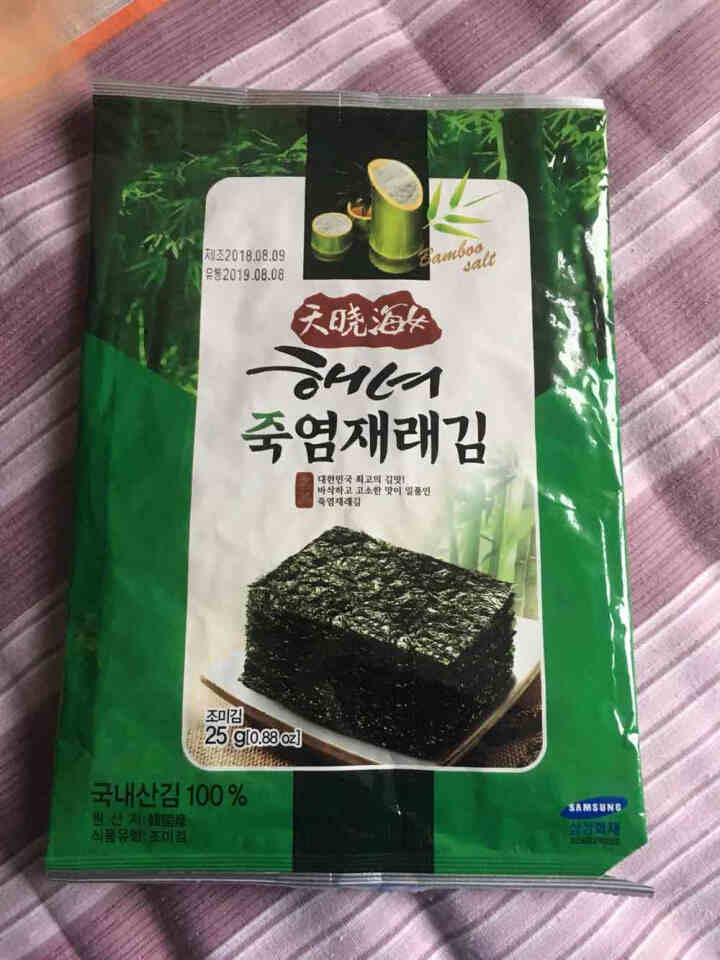 韩国进口 天晓海女海苔大片装 香脆紫菜零食即食海苔寿司海苔儿童海苔脆片竹盐味25g怎么样，好用吗，口碑，心得，评价，试用报告,第2张