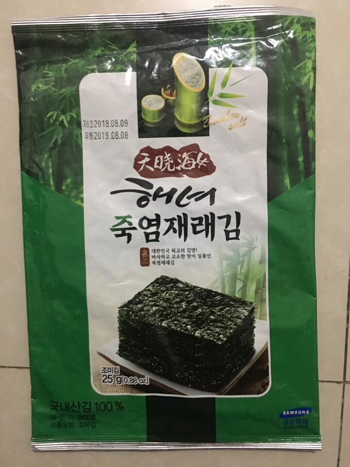 韩国进口 天晓海女海苔紫菜 儿童即食海苔脆片休闲零食大片装25g 竹盐味怎么样，好用吗，口碑，心得，评价，试用报告,第3张