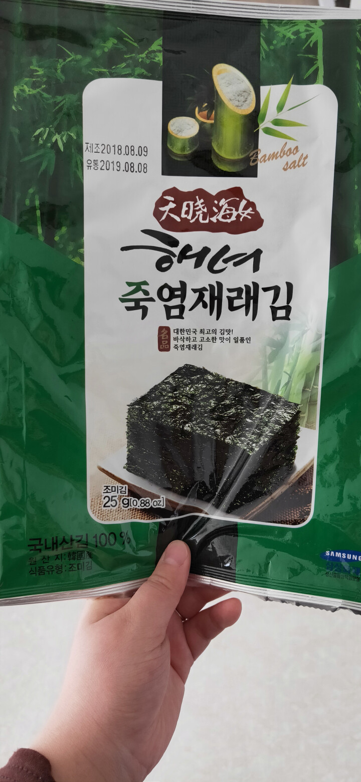 韩国进口 天晓海女海苔紫菜 儿童即食海苔脆片休闲零食大片装25g 竹盐味怎么样，好用吗，口碑，心得，评价，试用报告,第4张