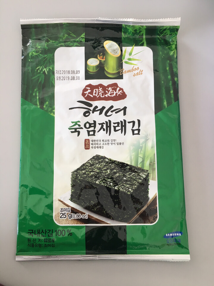 韩国进口 天晓海女海苔紫菜 儿童即食海苔脆片休闲零食大片装25g 竹盐味怎么样，好用吗，口碑，心得，评价，试用报告,第2张