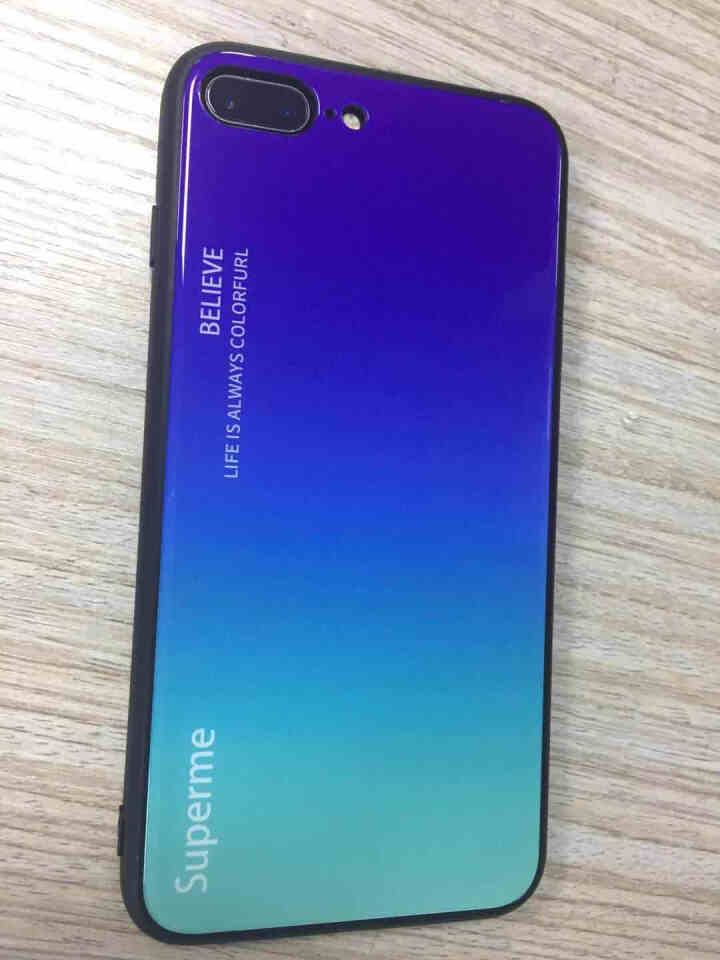 锶景苹果8plus极光渐变色手机壳IPHONE 8 plus玻璃手机套I8P个性创意ins潮牌保护壳 【购买请留言手机型号】极光紫青怎么样，好用吗，口碑，心得，,第4张