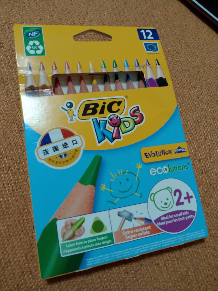 BIC Kids 比克儿童Evolution环保无木粗杆彩色铅笔（12色）法国进口文具 儿童绘画彩色 环保彩铅12色怎么样，好用吗，口碑，心得，评价，试用报告,第2张