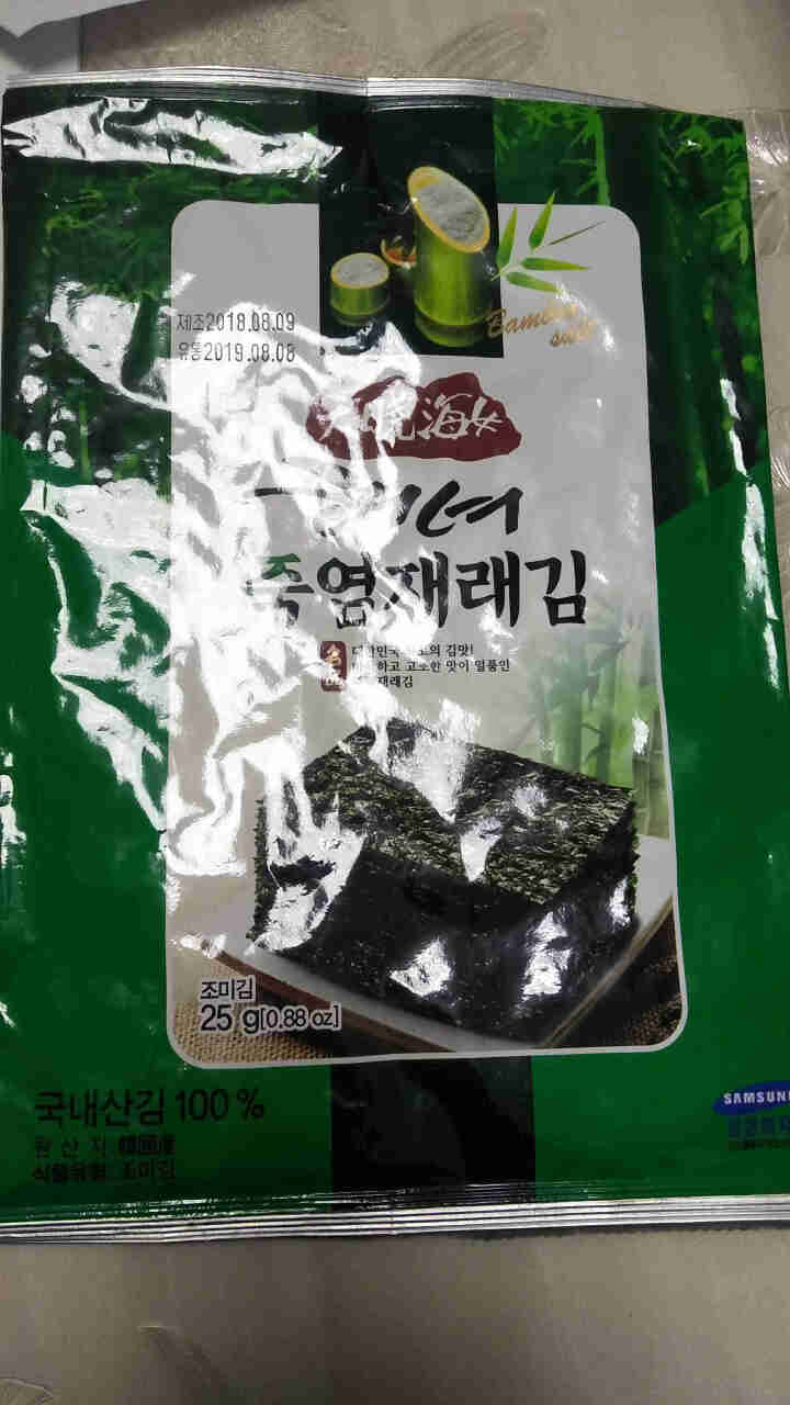 韩国进口 天晓海女海苔紫菜 儿童即食海苔脆片休闲零食大片装25g 竹盐味怎么样，好用吗，口碑，心得，评价，试用报告,第2张