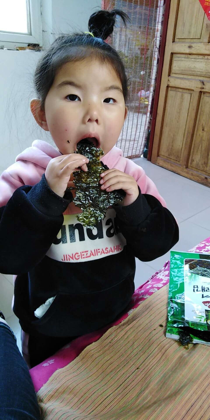 韩国进口 天晓海女海苔紫菜 儿童即食海苔脆片休闲零食大片装25g 竹盐味怎么样，好用吗，口碑，心得，评价，试用报告,第4张