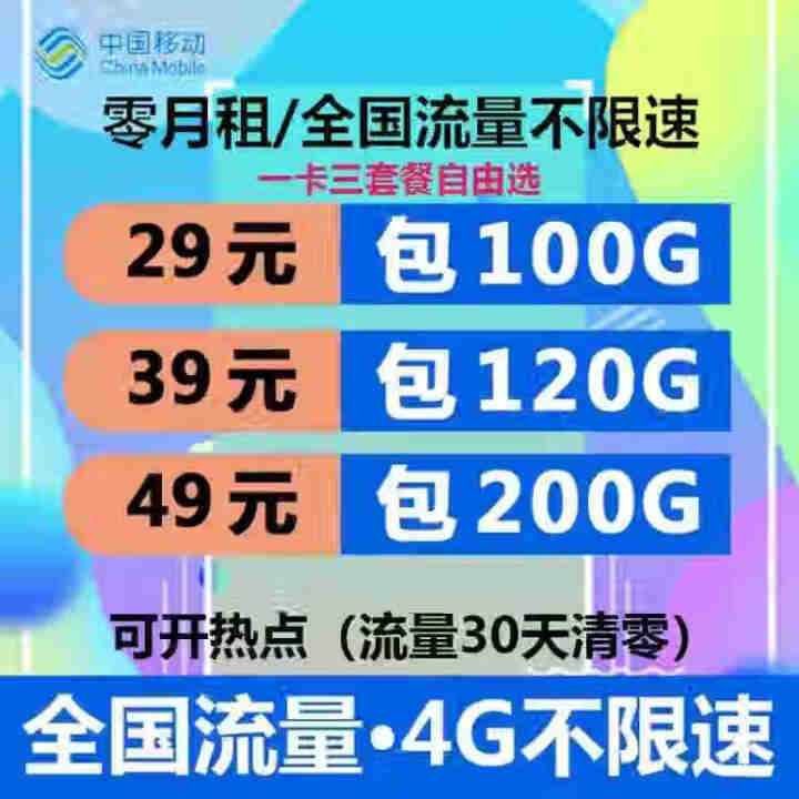 中国移动 移动流量卡全国不限量4G手机流量卡0月租全国不限速不限量流量卡19元100G全国流量 移动流量卡29元100G全国流量不限速一卡三套餐怎么样，好用吗，,第2张