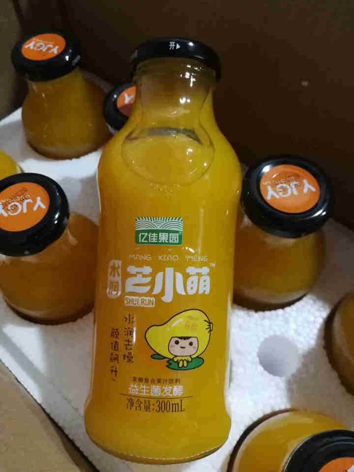 亿佳果园 芒果汁果汁饮料益生菌发酵整箱包邮量贩装300ml*8玻璃瓶怎么样，好用吗，口碑，心得，评价，试用报告,第4张