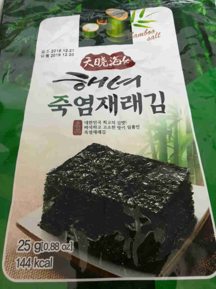 韩国进口 天晓海女海苔大片装 香脆紫菜零食即食海苔寿司海苔儿童海苔脆片竹盐味25g怎么样，好用吗，口碑，心得，评价，试用报告,第2张