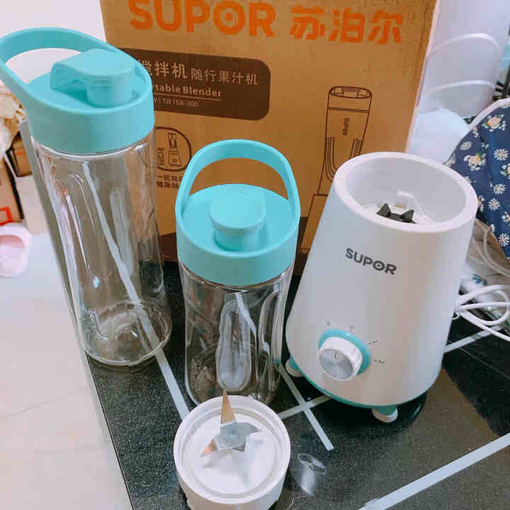 苏泊尔 （SUPOR）榨汁机随行杯 大小双杯 快速料理机 可搅拌做奶昔 随行旅游 便携式TJE16A 薄荷蓝TJE16B怎么样，好用吗，口碑，心得，评价，试用报,第2张