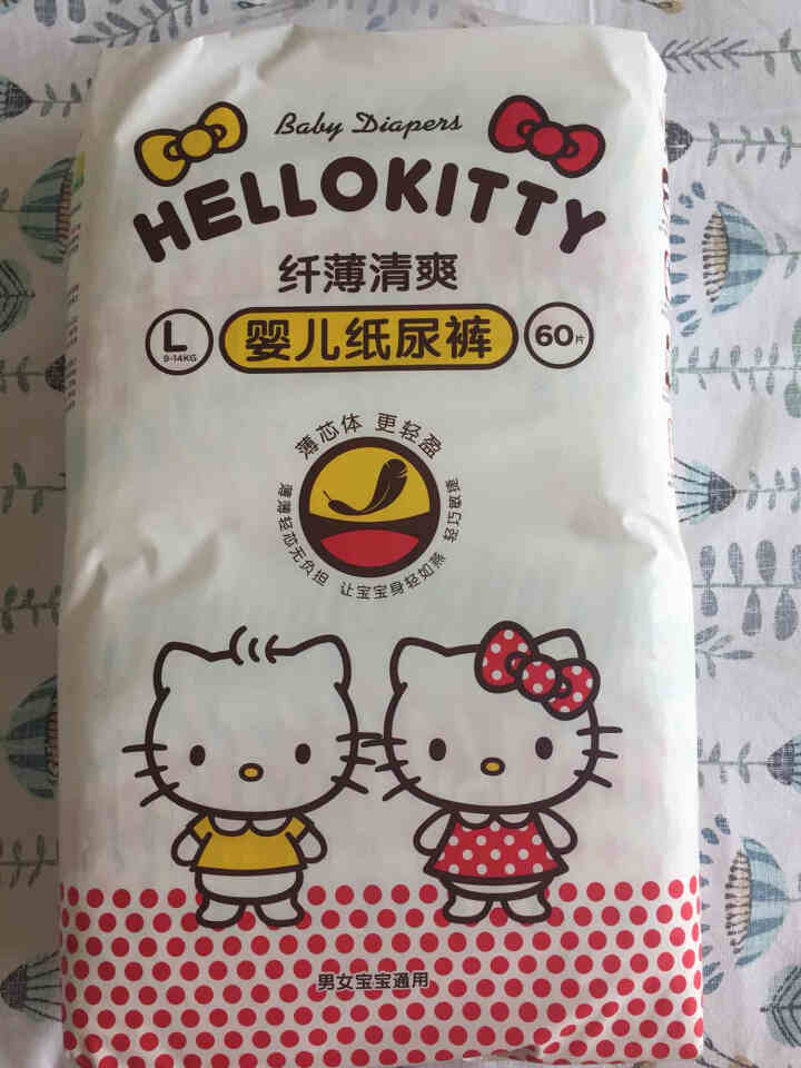 贝因美 HelloKitty纤薄清爽超薄透气婴儿纸尿裤宝宝尿不湿 大号L60片【9,第2张