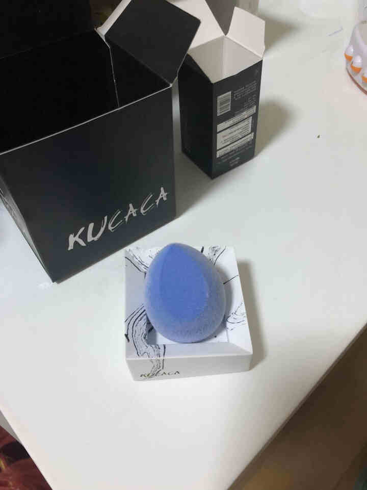 KUCACA月光蓝丝绒植绒 美妆蛋极光紫海绵蛋葫芦粉扑切面化妆蛋 超软不吃粉 （月光蓝+水墨托架）组合套怎么样，好用吗，口碑，心得，评价，试用报告,第5张