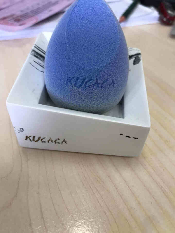 KUCACA月光蓝丝绒植绒 美妆蛋极光紫海绵蛋葫芦粉扑切面化妆蛋 超软不吃粉 （月光蓝+水墨托架）组合套怎么样，好用吗，口碑，心得，评价，试用报告,第5张